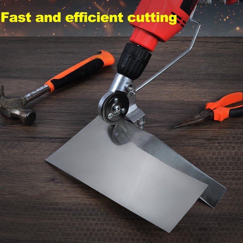 PETERONG Upgraded Electric Drill Plate Cutter - Efficiently shears flat sheet metal, Metal Cutting Attachment with Adapter - Cuts 20-30GA sizes of Iron, Steel, Tin, Aluminum, and cardboard up to 3MM - Image 3